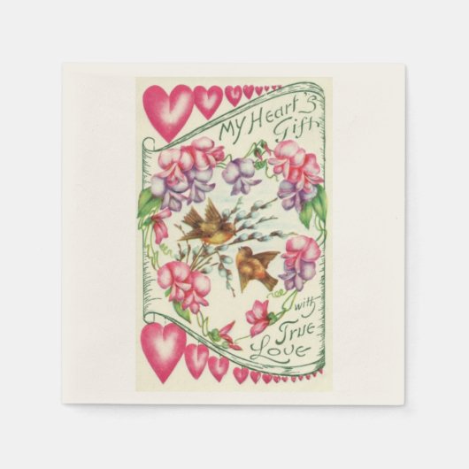 Liebesvögel Vintag Valentinstag Zeitung Napkins Serviette (Vorderseite)
