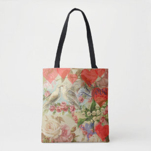 Liebesvögel Vintage Antike Herz Tasche