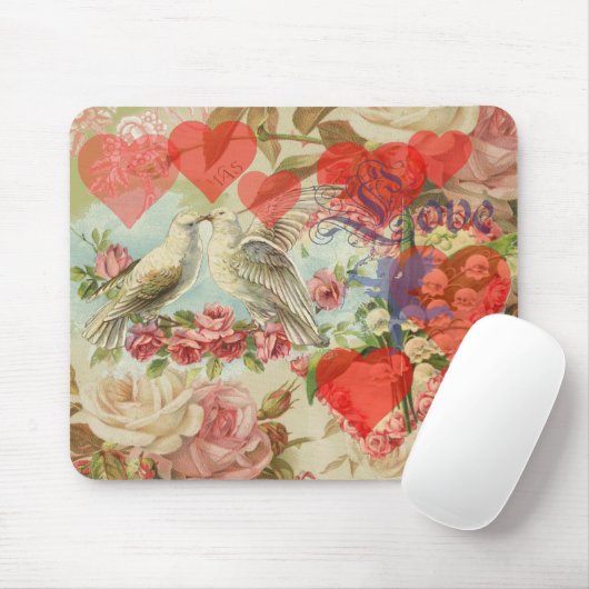 Liebesvögel Vintage antike Liebe Mousepad (Mit Mouse)