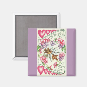Liebesvögel Vintage Valentinstag Magnet