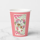 Liebesvögel Vintager Valentinstag Pappbecher (Rückseite)