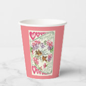 Liebesvögel Vintager Valentinstag Pappbecher (Vorderseite)
