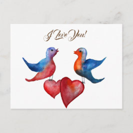 Liebesvögel, Wasserfarben Vögel Postkarte