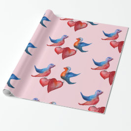 Liebesvögel, Watercolor Birds Wrapping Paper Geschenkpapier