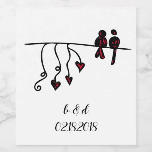 Liebesvögel Weinetikett (Einzelnes Label)