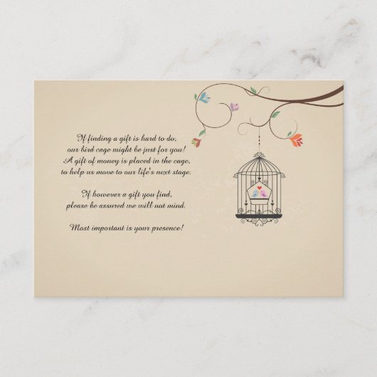 Liebesvögel wollen Vogelkäfig-Karten Hinweiskarte (Vorderseite)