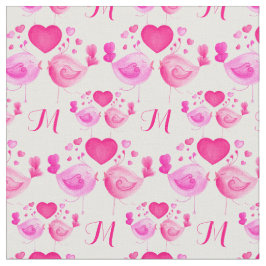 Liebesvögel zeichnen monogramm-rosa Wiederholungsm Stoff