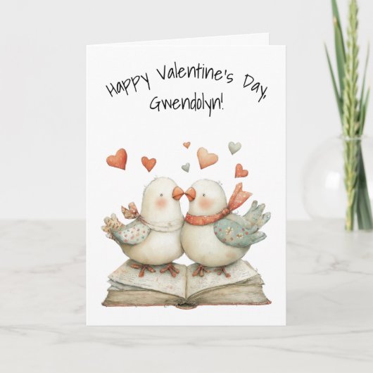 Liebesvögelchen Süße zum Valentinstag Karte (Vorderseite)