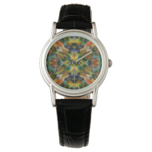 Liebesvogelfeder-Kaleidoskop Armbanduhr