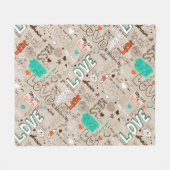 Liebeszitate-Doodle-Muster Fleecedecke (Vorderseite (Horizontal))