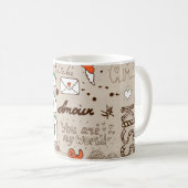 Liebeszitate-Doodle-Muster Kaffeetasse (VorderseiteRechts)