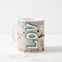 Liebeszitate-Doodle-Muster Kaffeetasse