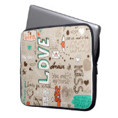 Liebeszitate-Doodle-Muster Laptopschutzhülle (Vorderseite Links)