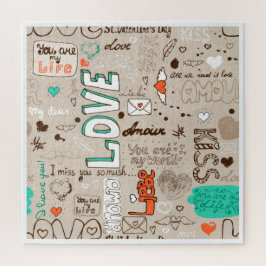 Liebeszitate-Doodle-Muster Puzzle
