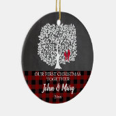 Liebevogelbaum und karierte Karopaare Keramik Ornament (Rechts)