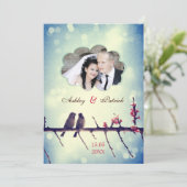 Liebevogelgeschichte - addieren Sie Ihr Foto Einladung (Stehend Vorderseite)