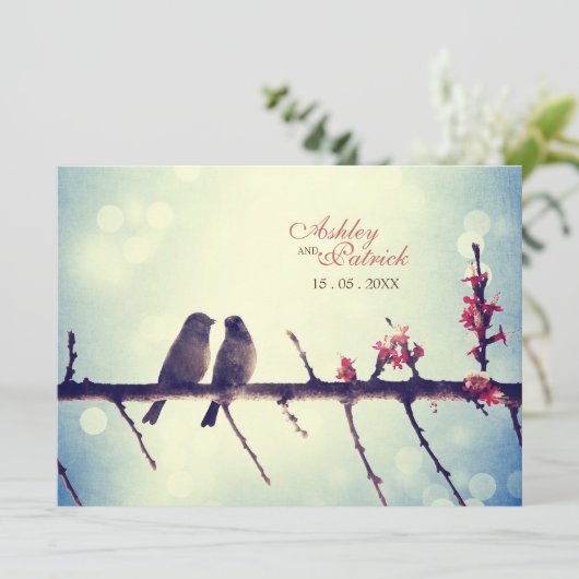 Liebevogelgeschichte horizontal einladung (Stehend Vorderseite)