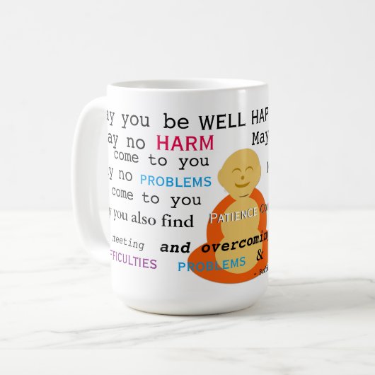 Liebevoll-Güte - buddhistisches Metta u. Kaffeetasse (Vorderseite Links)