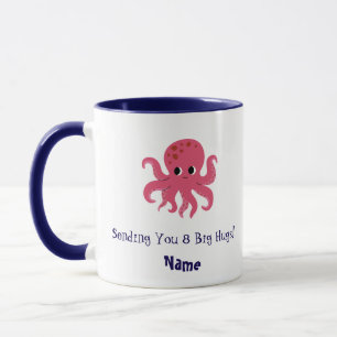 Liebevoll süße rosa Oktopus Kawaii Illustration Tasse
