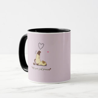 Liebevolle Aufkleber mit streckender Katze für Kat Tasse