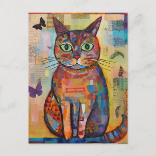 Liebevolle bunte Katzen-Collage Postkarte