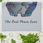 Liebevolle Elefanten 4 die beste Mama durch Küchentuch (Gefaltet)