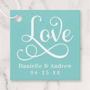 Liebevolle elegante Aqua-Kalligrafie-Monogramm-Hoc Geschenkanhänger