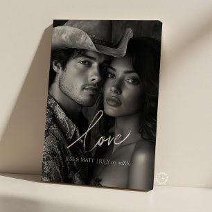 Liebevolle elegante Kalligrafie-Hochzeitsfoto-Lein Leinwanddruck