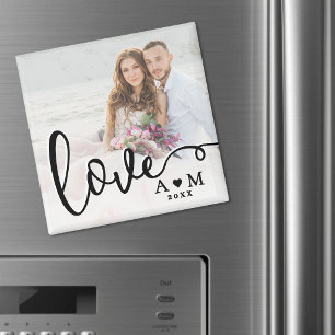 Liebevolle elegante Schriftzug-Paar-Foto Magnet