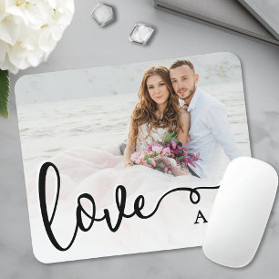 Liebevolle elegante Skript-Paar-Foto Mousepad