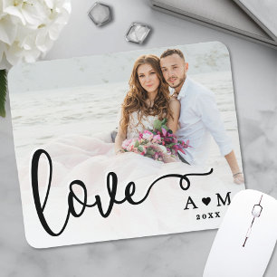 Liebevolle elegante Skript-Paar-Foto Mousepad