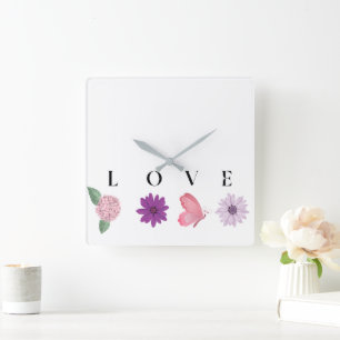 Liebevolle Florale Romantische Geschenke zum Valen Quadratische Wanduhr