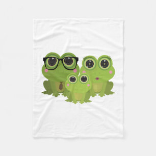 Liebevolle Froschfamilie – Papa, Mama und Babyfros Fleecedecke