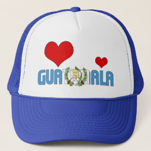 Liebevolle guatemaltekische Flaggen-Herzen Patriot Truckerkappe