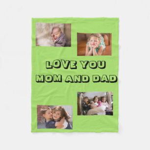 Liebevolle Mama Papa 4 Fotos Sans Serif Schrift Fleecedecke