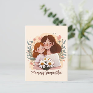 Liebevolle Mutter-Tochter-Beziehung - Floraler Rah Postkarte