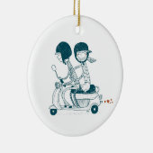 Liebevolle Paare auf Vespa mit Name-Verzierung Keramikornament (Rechts)