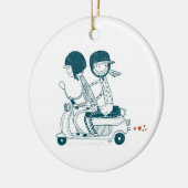 Liebevolle Paare auf Vespa mit Name-Verzierung Keramikornament (Links)
