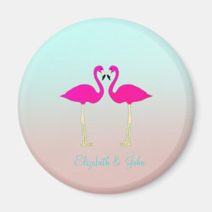 Liebevolle rosa Flamingos - Personalisiert Magnet