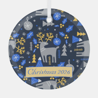 Liebevolle Weihnachten Skandinavischer Stil Blau B Ornament Aus Glas