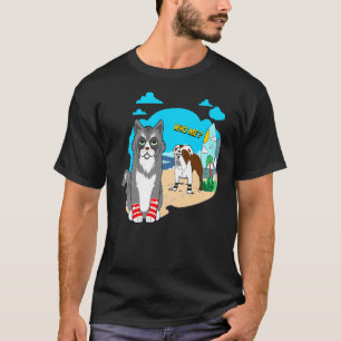 Liebevoller Bulldogge Kratzbürstige Katze T-Shirt 