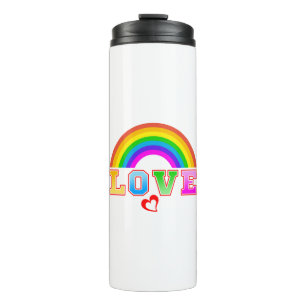 Liebevoller Bunter Regenbogen Rotes Herz Thermosbecher