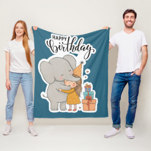 Liebevoller Elefanten-Umarmungs-Geburtstagsaufkleb Fleecedecke
