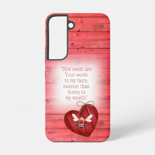 Liebevoller falscher roter Holz roter Herz Orange  Samsung Galaxy Hülle