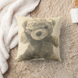 Liebevoller Hellbrauner Vintage-Teddybär-Nursery Kissen