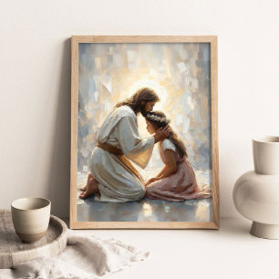 Liebevoller Kuss, moderne christliche Kunst, Jesus Poster