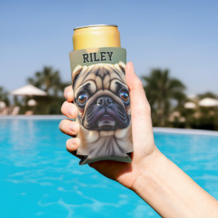 Liebevoller Pug Nahaufnahme Süßer Hund Personali Selters Dosenkühler