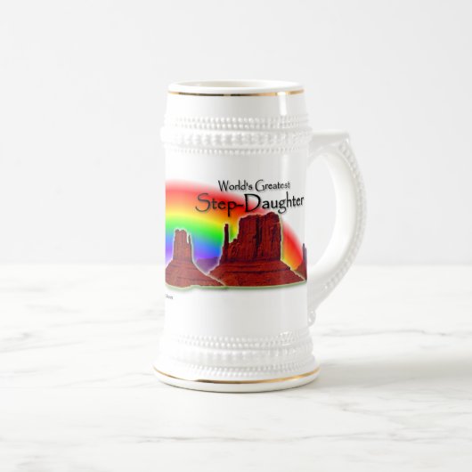 Liebevoller Regenbogen Stein der Stieftochter Hand Bierglas (VorderseiteRechts)