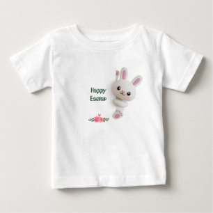 Liebevoller spähender 3D-Hase mit editierbarem Ost Baby T-shirt