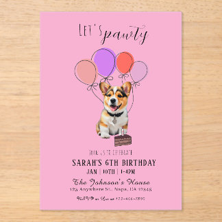 Liebevoller Spielzeug Rosa Corgi Geburtstag Anpass Acryleinladungen